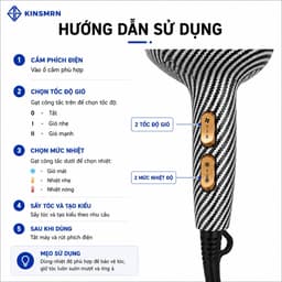 Máy Sấy Tóc KINSMRN P5-01 2400W Công Suất Lớn Sấy Nhanh 2 Tốc Độ Gió 2 Mức Nhiệt Chống Quá Nhiệt Chính Hãng 5