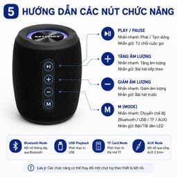 Loa Bluetooth AZTOMAX AZ-168 40W RMS Bluetooth 5.2 Âm Thanh Bass Mạnh Pin 4800mAh Hỗ Trợ USB TF AUX Type-C 5