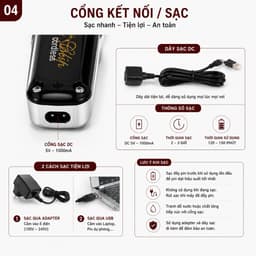 Tông Đơ Cắt Tóc ZSZ F52 10W Không Dây Chuyên Nghiệp - Lưỡi Thép Không Gỉ, Pin Trâu, Kèm 6 Cữ Cắt 4