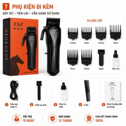 Tông Đơ Cắt Tóc ZSZ N35 10W Chuyên Nghiệp - Pin Sạc Type-C, Lưỡi Thép Không Gỉ, Kèm 8 Cữ Cắt, Dùng Cho Gia Đình & Barber 8