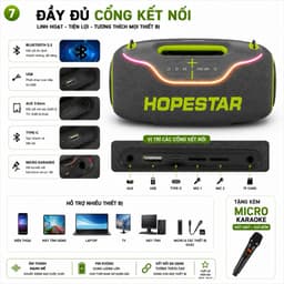Loa Bluetooth Hopestar A80, Công Suất 300-500W, Hỗ Trợ TF Card, LED, Chống Nước IP6, Pin Trâu Sạc 30.000mAh 7