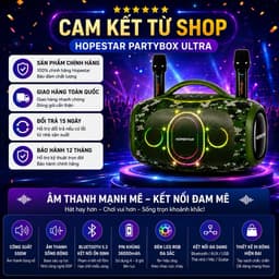 Loa Bluetooth Karaoke HOPESTAR PARTYBOX ULTRA 550W Kèm 2 Micro Không Dây - Pin 36000mAh - Đèn LED RGB - Hỗ Trợ USB/AUX 8