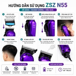 Tông Đơ Cắt Tóc ZSZ N55 Không Dây 10W - Lưỡi Thép Cao Cấp - Pin Sạc USB - Máy Cắt Tóc Gia Đình & Barber Chuyên Nghiệp 4