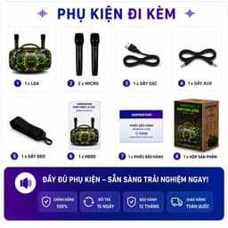 Loa Bluetooth Karaoke HOPESTAR PARTYBOX ULTRA 550W Kèm 2 Micro Không Dây - Pin 36000mAh - Đèn LED RGB - Hỗ Trợ USB/AUX 6