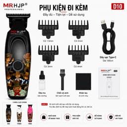 Tông Đơ Cắt Tóc MRHJP D10 10W Chính Hãng - Tông Đơ Viền Tóc Chuyên Nghiệp, Sạc Type-C, Pin 1200mAh, Lưỡi T-Blade Sắc Bén 5