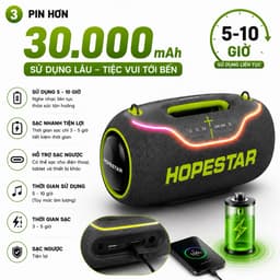 Loa Bluetooth Hopestar A80, Công Suất 300-500W, Hỗ Trợ TF Card, LED, Chống Nước IP6, Pin Trâu Sạc 30.000mAh 3