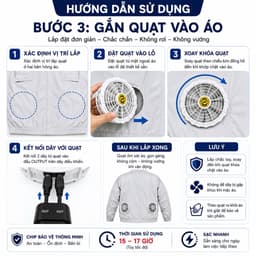 Bộ Quạt Áo Điều Hòa Kèm Pin 37V JP, 2 Quạt Gió Mạnh 3 Tốc Độ, Pin LED 15-17 Giờ, Sạc Nhanh 2