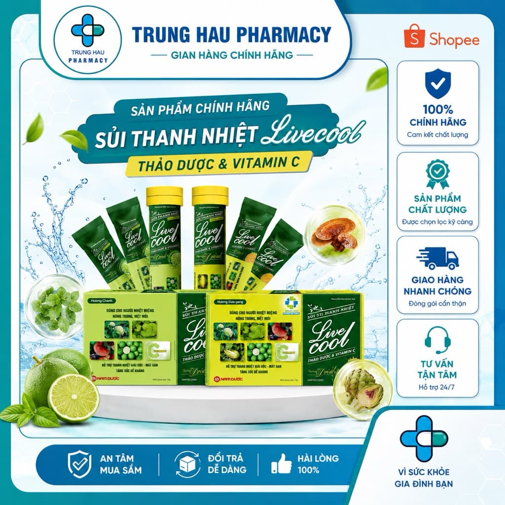 Bột sủi Nam Dược LiveCool hỗ trợ thanh nhiệt, mát gan (Hộp 10 gói x 7g)