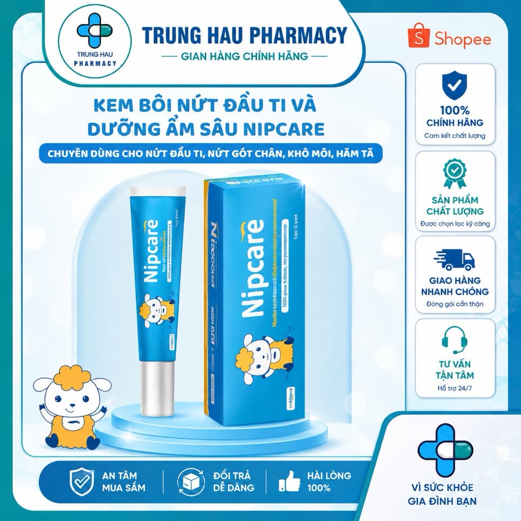 Kem bôi dưỡng ẩm Nipcare - lanolin dùng cho nứt đầu ti, nứt gót chân, khô môi, hăm tả