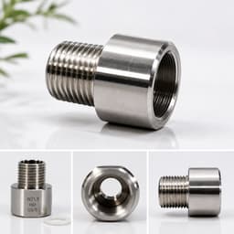 Đầu Chuyển Ren CO₂ W21.8 Sang G5/8 Inox 304 CNC Kèm Gioăng – Chuyển Đổi Ren Bình CO₂ Chuẩn 7