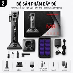 Tông Đơ Cắt Tóc Madeshow M8F 13W Chuyên Nghiệp - Pin 3200mAh, Màn Hình LED, Động Cơ Turbo 9000RPM, Kèm 10 Cữ, Sạc Đế 2