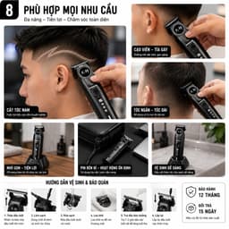 Tông Đơ Chấn Viền Madeshow M9 8W – Cắt Tóc, Cạo Viền Chuyên Nghiệp – Pin Sạc USB, Lưỡi Thép Sắc Bén 8