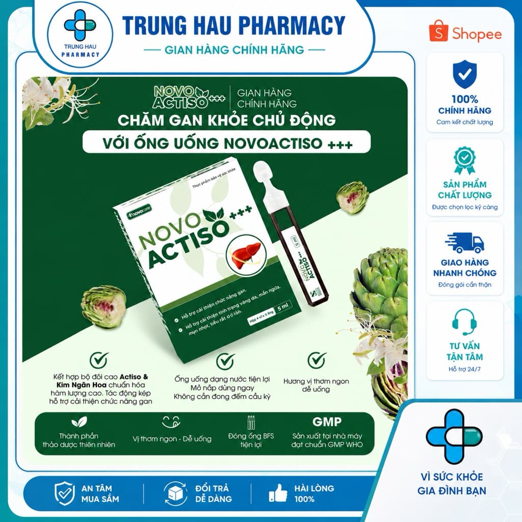 Ống uống bổ gan Novo Actiso - Hỗ trợ cải thiện chức năng gan
