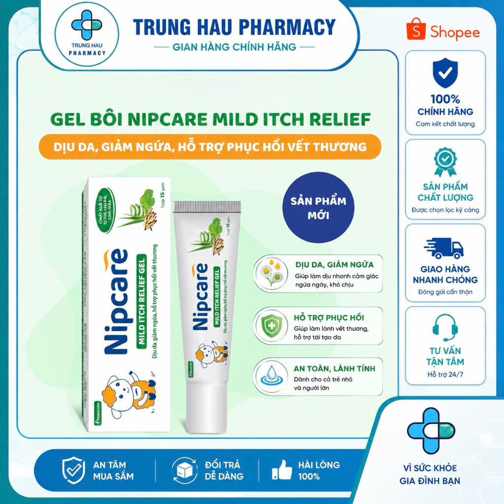 Gel bôi Nipcare Mild Itch Relief 15g - Giảm ngứa, dịu da cho bé muỗi đốt, chàm sữa, hăm
