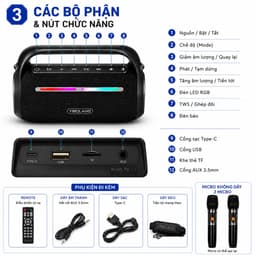 Loa Bluetooth Karaoke YIBOLANG F1-Pro 120W Kèm Micro Không Dây DSP Bluetooth 5.0 Pin 8000mAh Loa Xách Tay Ngoài Trời 3