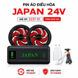 Bộ Quạt Áo Điều Hòa JAPAN 24V Kèm Pin Dung Lượng Cao, 2 Quạt Gió Mạnh, Màn Hình LED, Sạc Nhanh 1