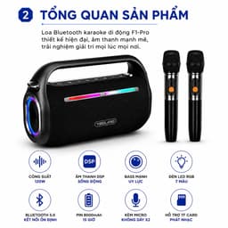Loa Bluetooth Karaoke YIBOLANG F1-Pro 120W Kèm Micro Không Dây DSP Bluetooth 5.0 Pin 8000mAh Loa Xách Tay Ngoài Trời 2