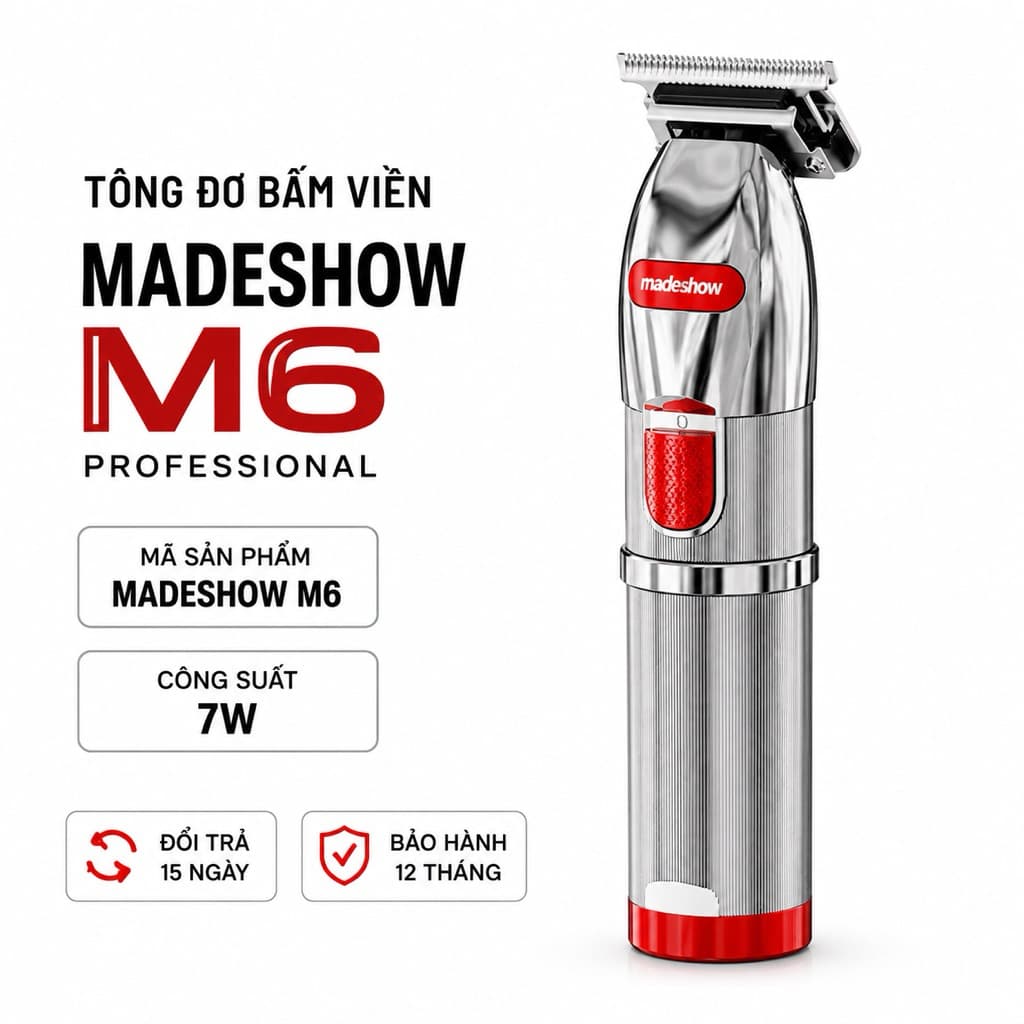 Tông Đơ Chấn Viền Madeshow M6 Chính Hãng 7W 7200RPM Pin 1400mAh Cạo Sát Tóc Tattoo Cắt Viền Chuyên Nghiệp