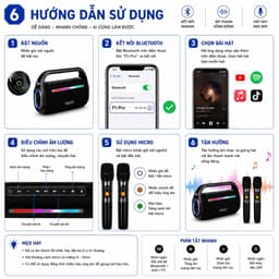 Loa Bluetooth Karaoke YIBOLANG F1-Pro 120W Kèm Micro Không Dây DSP Bluetooth 5.0 Pin 8000mAh Loa Xách Tay Ngoài Trời 6
