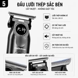 Tông Đơ Chấn Viền Madeshow M9 8W – Cắt Tóc, Cạo Viền Chuyên Nghiệp – Pin Sạc USB, Lưỡi Thép Sắc Bén 5