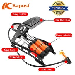 Bơm Đạp Chân 1 Ống & 2 Ống KAPUSI | Bơm Xe Đạp, Xe Máy, Ô Tô, Áp Lực Mạnh, Bền Bỉ 6