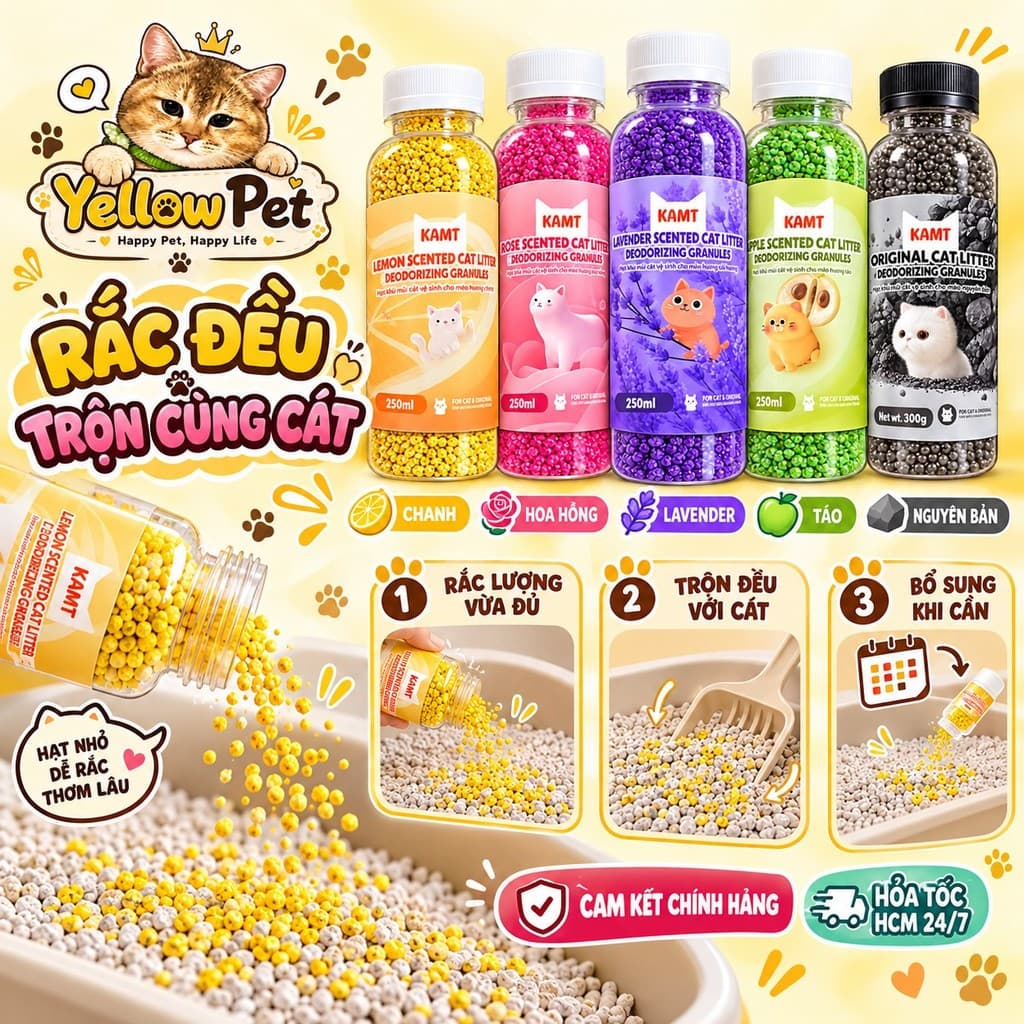 Hạt Khử Mùi Cát Vệ Sinh Cho Mèo KAMT Than Hoạt Tính 300g | Yellow Pet