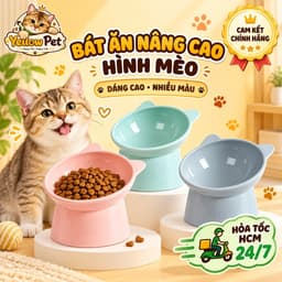 Chén Ăn Cho Chó Mèo Nghiêng Đế Cao Mặt Gấu 13,5cm | Yellow Pet 1