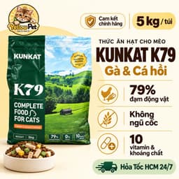 Hạt Kunkat K79 Gà Và Cá Hồi 5kg Cho Mèo, Kết Hợp Topping | Yellow Pet 1