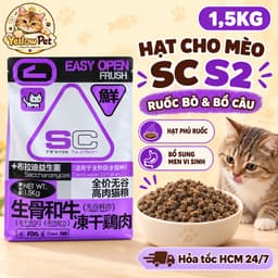 Hạt Cho Mèo SC 1.5kg S1 S2 SC1 SC2 Phối Ruốc Và Topping Thịt Sấy | Yellow Pet 3