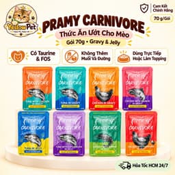 Pate Pramy Carnivore 70g Cho Mèo – Gravy Và Jelly, Có Taurine Và FOS – Combo 3–6 Gói | Yellow Pet 1