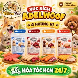 Xúc Xích Thưởng Cho Chó Mèo Adel Woof 30 Thanh 450g 4 Vị | Yellow Pet 1