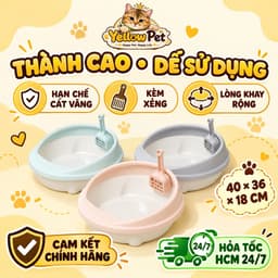 Khay Cát Vệ Sinh Cho Mèo Dáng Tròn 40 x 36 x 18cm | Yellow Pet 1