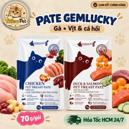 Pate thưởng Gemlucky 70g vị gà, vịt và cá hồi cho mèo | Yellow Pet 1