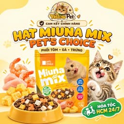 Thức Ăn Hạt Cho Mèo Miuna Mix Pet's Choice 1kg Vị Tôm Gà Trứng | Yellow Pet 1