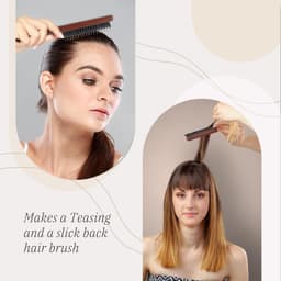 Bàn chải tóc & râu nhỏ gọn bằng gỗ Wanmei, chống tĩnh điện, chắc chắn, để Massage da đầu, làm sạch tóc VINBEO-[DDA] 5