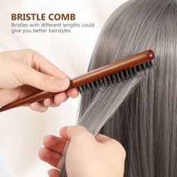 Bàn chải tóc & râu nhỏ gọn bằng gỗ Wanmei, chống tĩnh điện, chắc chắn, để Massage da đầu, làm sạch tóc VINBEO-[DDA] 2