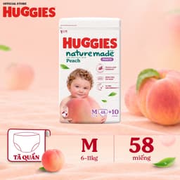 Tã quần Huggies Naturemade Peach M48+10/ L44/ XL38/ XXL26 2