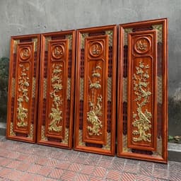 Tranh tứ quý gỗ hương treo tường 7