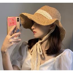 Mũ Nón Cói Nữ Đi Biển Vành Rộng Thời Trang Cao Cấp Tiểu Thư Có Dây Buộc Xinh Xinh 5