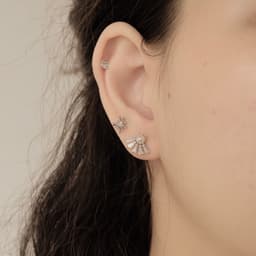 Bông Tai Nữ Đá Zircon Cz 5A Hình Nơ, Hình Lá NHÀ CÚ Cây Xỏ Bạc 925 Màu Bạc Dễ Thương 17739 2