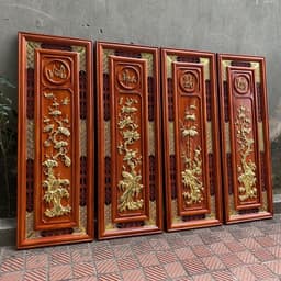 Tranh tứ quý gỗ hương treo tường 8