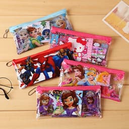 Set Túi dụng cụ học tập 7 chi tiết tiện lợi cho bé hình elsa siêu nhân nhện spider man công chúa dễ thương 2