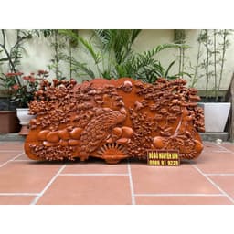 Tranh quạt treo tường gỗ hương mẫu phu thê viên mãn Sơn pu cao cấp 5