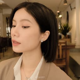 Bông Tai Nữ Cây Xỏ Bạc 925 NHÀ CÚ Mặt Khối Đá Hình Vuông Màu Bạc 18297 4