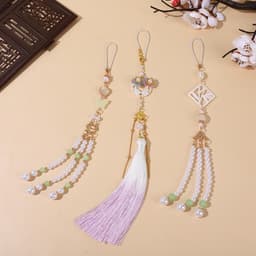 Dây tua rua treo áo dài hạt rơi phụ kiện trang trí quạt Hán phục phong cách cổ trang 3