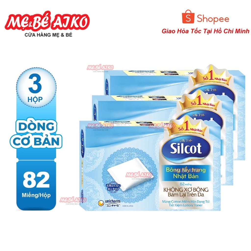 Combo 3 Hộp Bông Tẩy Trang NHẬT BẢN SILCOT 82 miếng