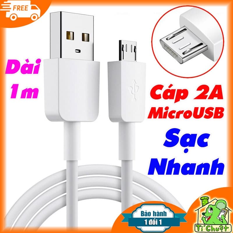 [ZIN THEO MÁY] Cáp Sạc Nhanh Micro USB 2A 18W dài 1m ZIN Chính Hãng Tương Thích Quick Charge 2.0 Huawei/ HONOR/ Android