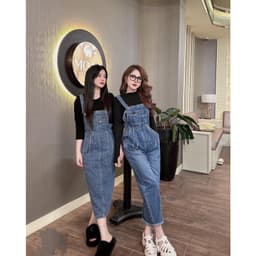 Quần yếm bò, váy yếm bò nữ, rút eo dáng rộng phong cách hàn quốc siêu xinh 3