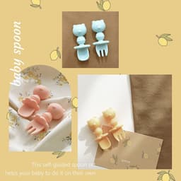 Set Thìa Dĩa Silicon kèm hộp cao cấp TGM Baby&L Hàn Quốc Cho Bé Tập Ăn Dặm 1