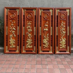 Tranh tứ quý gỗ hương treo tường 2